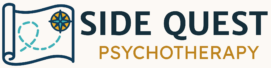 Side Quest Psychotherapy logo – affirming therapy and evaluations for ADHD, Autism, PDA, OCD, ARFID, Eating Disorders, trichotillomania, dermatillomania