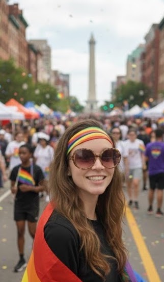 Jenna Stone, LCSW-C, founder of Side Quest Psychotherapy, at Baltimore Pride parade