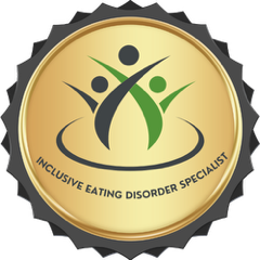 Inclusive Eating Disorder Specialist (IEDS) badge — Marissa Adams is a certified Inclusive Eating Disorder Specialist and recovery coach at Side Quest Psychotherapy